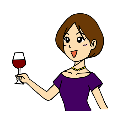 ワイングラスを持って喜ぶ女性 お祝いやイベント