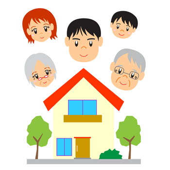 マイホームを囲む家族５人 ２世帯住宅 無料イラスト配布サイトマンガトップ