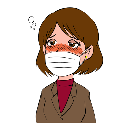風邪をひいてマスクをしている女性 インフルエンザ予防 無料イラスト配布サイトマンガトップ