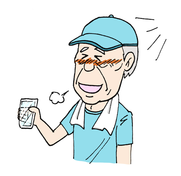 熱中症対策で水を飲むおじいさん高齢者イラスト 無料イラスト配布サイトマンガトップ