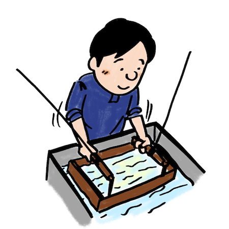手漉き和紙職人イラスト 日本の伝統文化技術