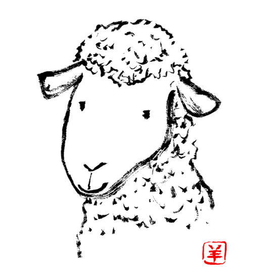 かすれタッチの羊イラスト