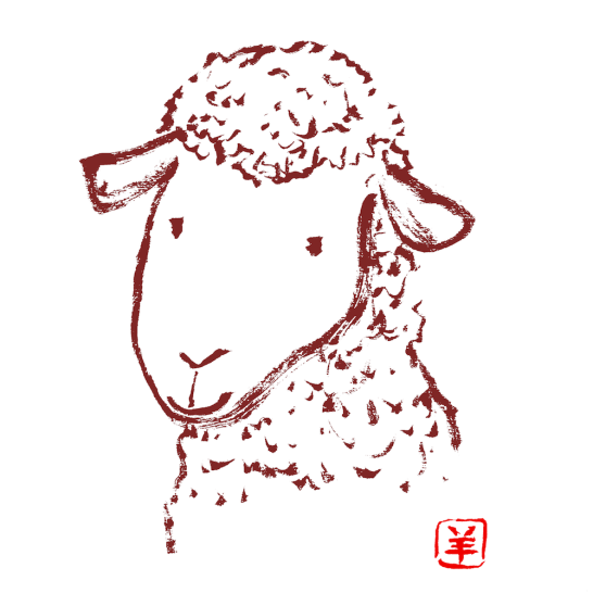 かすれタッチの羊イラストセピア