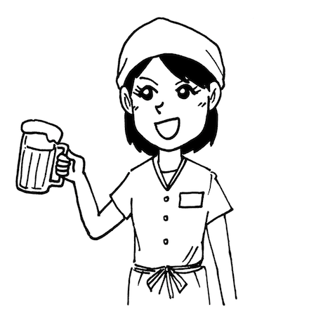 居酒屋女性アルバイトのイラスト線画