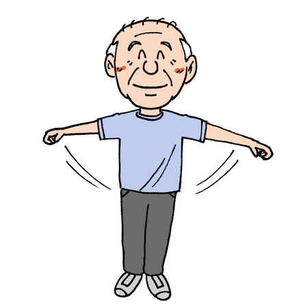 体操をして体を動かす高齢者 シニア運動 無料イラスト配布サイトマンガトップ
