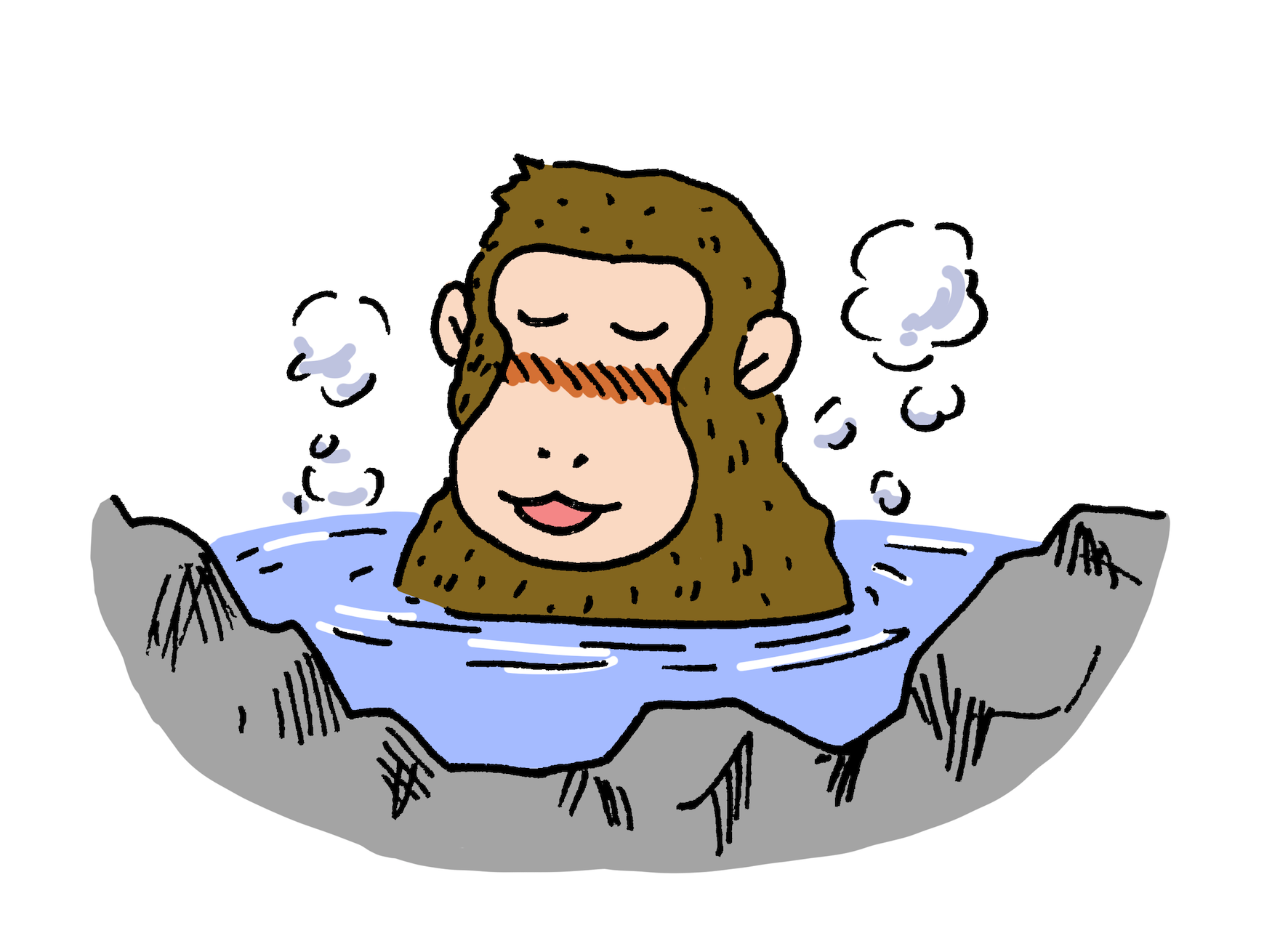温泉に入っているお猿さん 申年年賀状素材 無料イラスト配布サイトマンガトップ