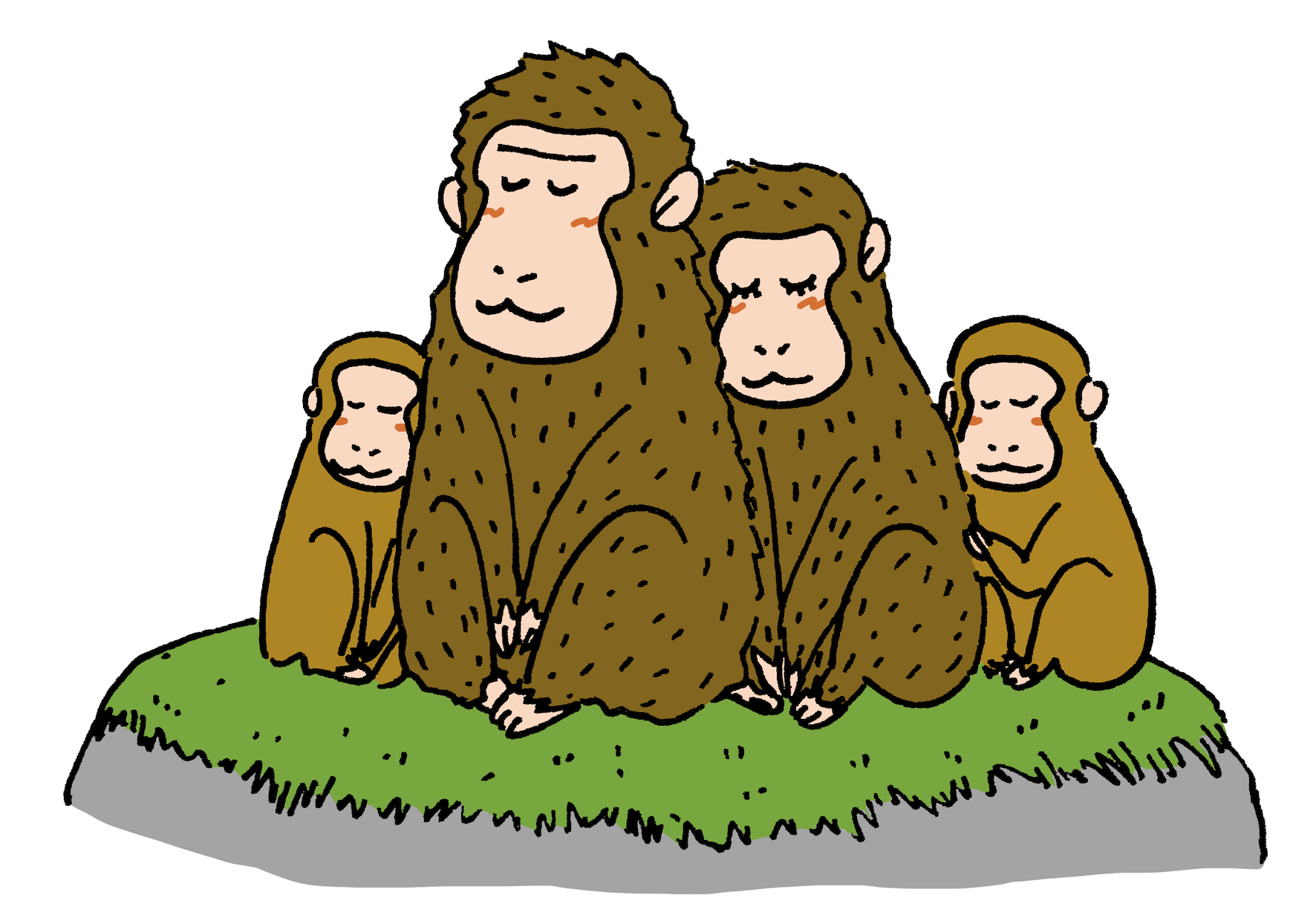 寄り添って座る猿の親子 申年年賀状素材 無料イラスト配布サイトマンガトップ
