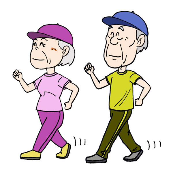 ウォーキング歩く運動シニア高齢者 無料イラスト配布サイトマンガトップ