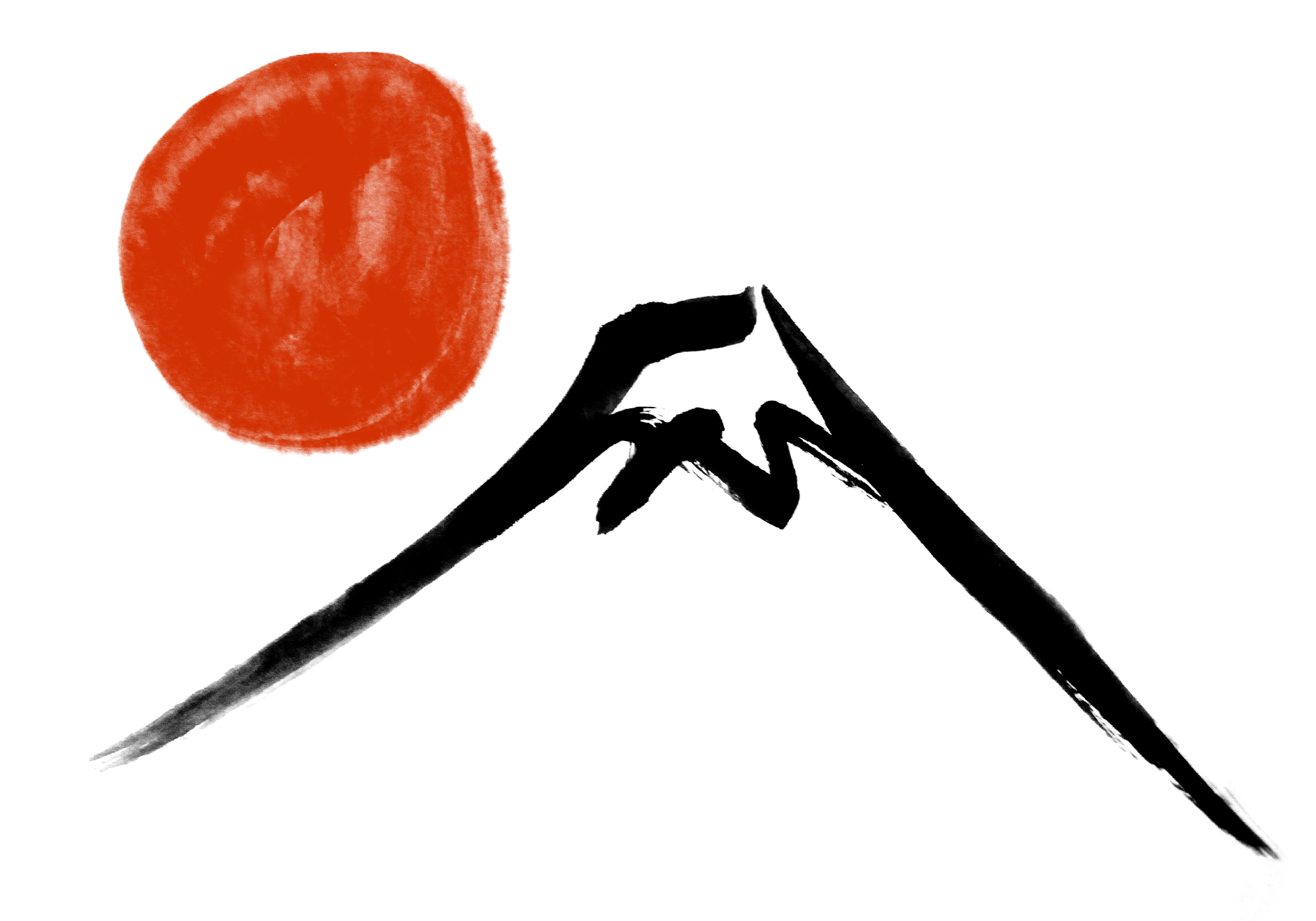 赤い初日の出と富士山 墨絵年賀状素材 無料イラスト配布サイトマンガトップ