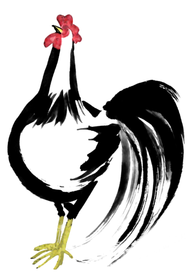 ニワトリ鶏の直立 墨絵水墨画風イラスト 無料イラスト配布サイトマンガトップ
