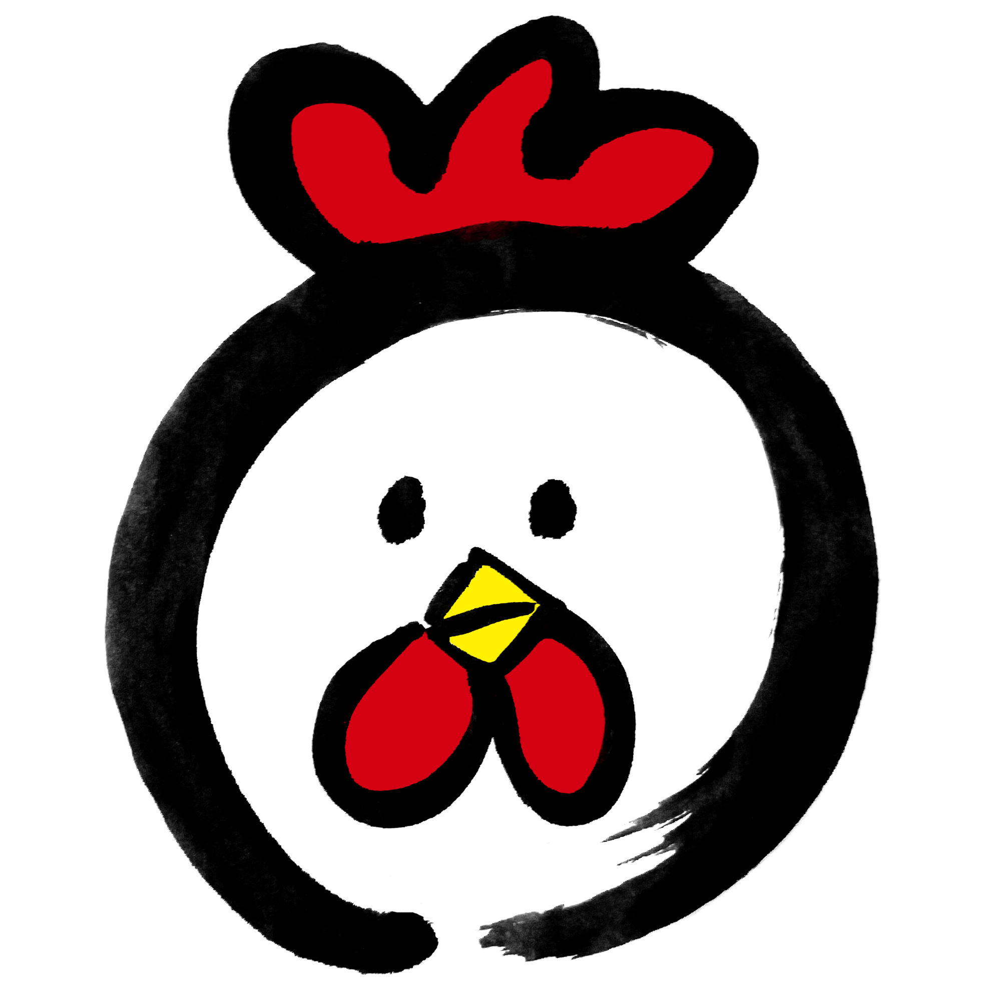 丸くて可愛いニワトリ鶏墨絵 無料年賀状素材干支酉年 無料イラスト配布サイトマンガトップ