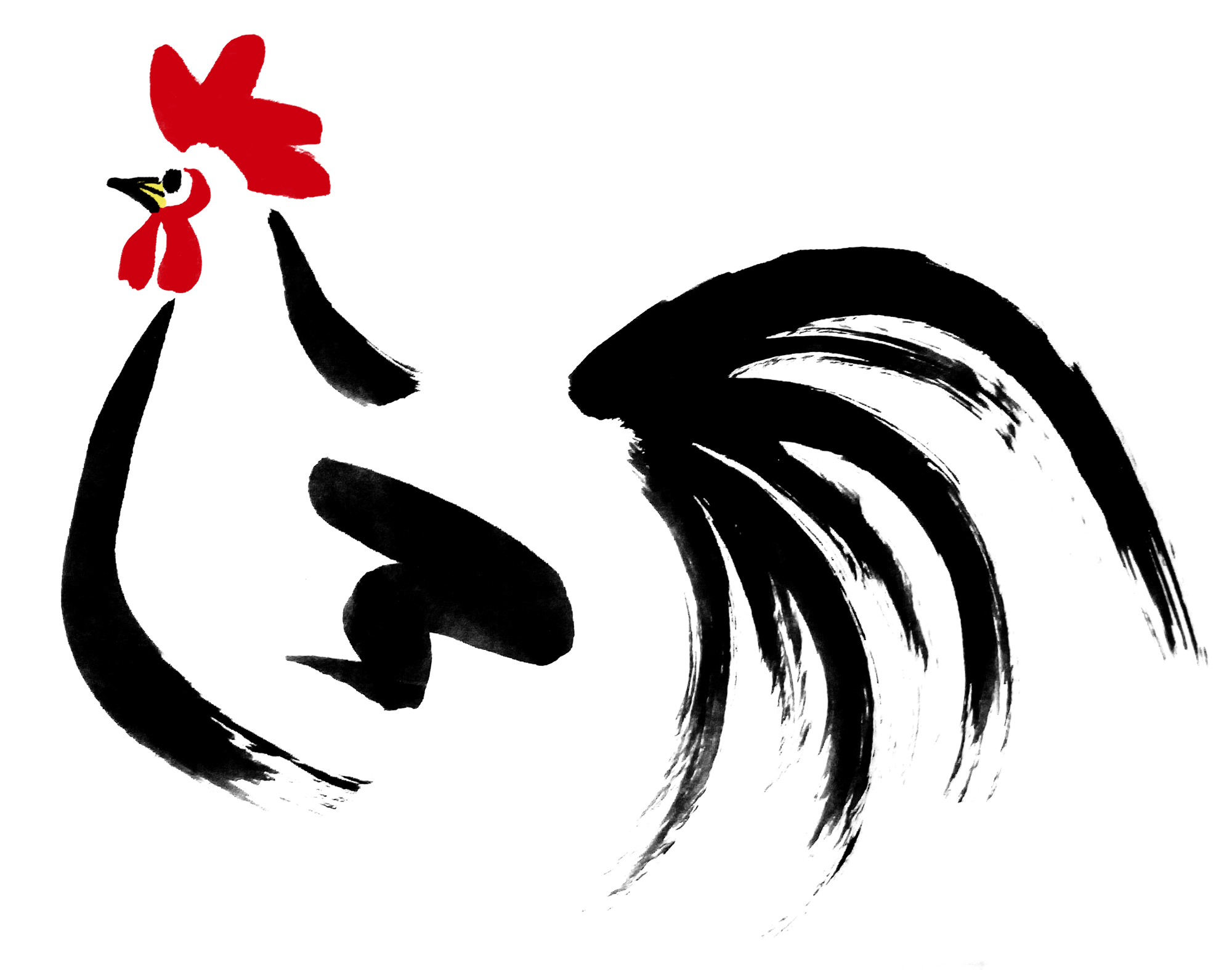 横向きのニワトリ鶏墨絵イラスト 無料イラスト配布サイトマンガトップ