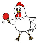 卓球をする可愛い鶏無料年賀状素材酉年イラスト