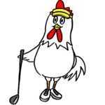 ゴルフをする可愛い鶏無料年賀状素材酉年イラスト