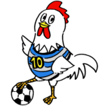 サッカーをする可愛いニワトリ鶏無料年賀状素材干支酉年イラスト