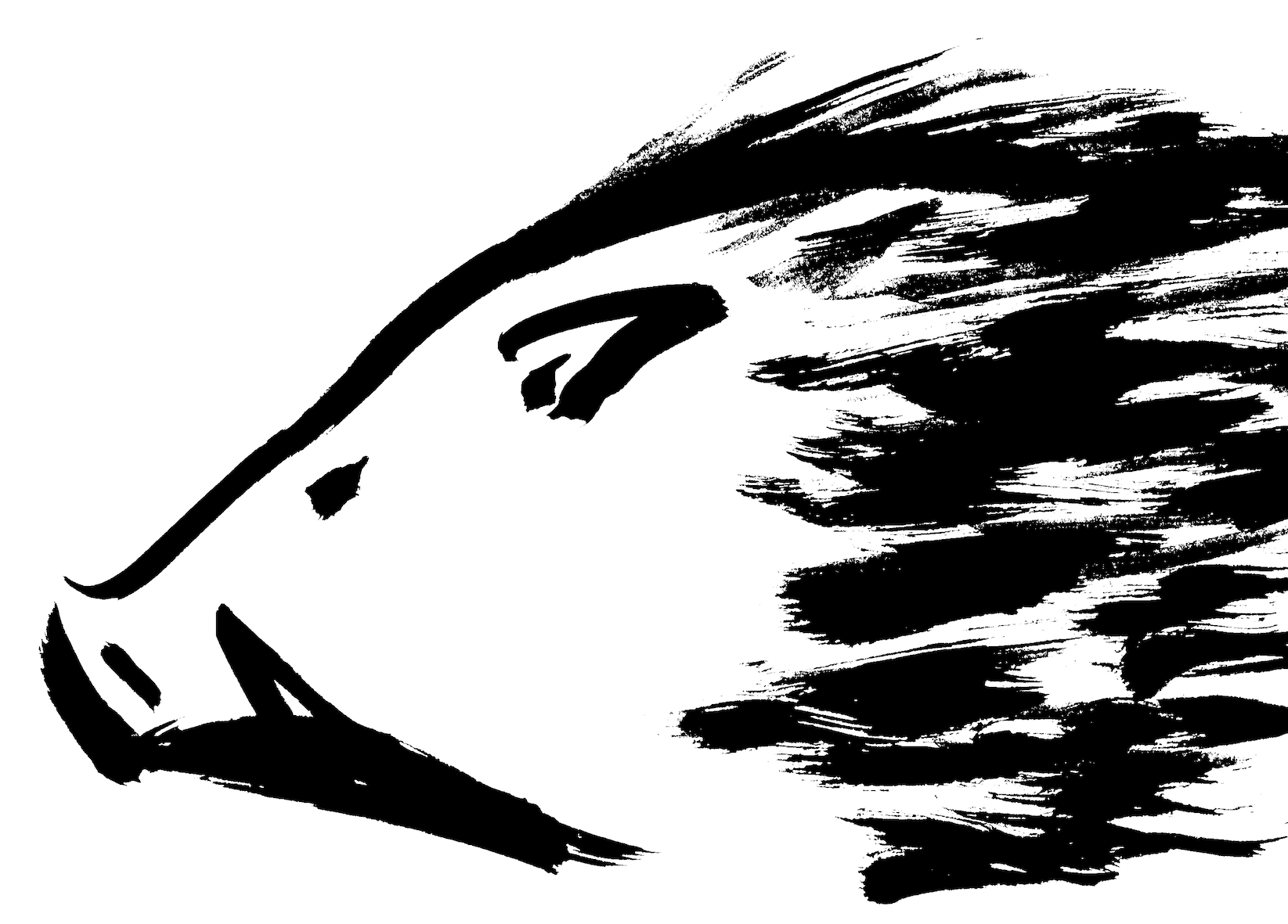 19年亥年 迫力のあるイノシシ横顔の墨絵イラスト 無料年賀状素材 無料イラスト配布サイトマンガトップ
