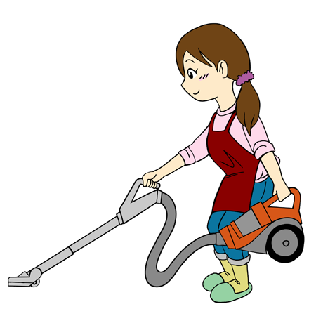 サイクロン掃除機をかける女性 無料イラスト