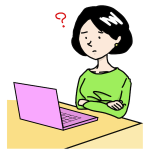 パソコン操作に悩む女性イラスト