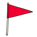 三角形の手旗イラスト赤