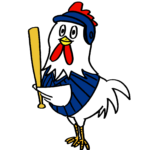 野球をする可愛いニワトリ鶏無料年賀状素材干支酉年イラスト