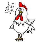 楽しく歌う可愛いニワトリ鶏無料年賀状素材干支酉年イラスト