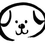 丸く墨で描いた犬の顔戌年年賀状素材